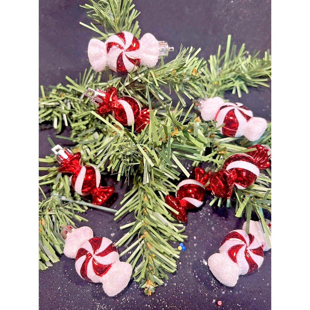 Mini Size Peppermints 8 Pc Frosted Glittered Mini Peppermints Twist Christmas Ornaments Mini ...