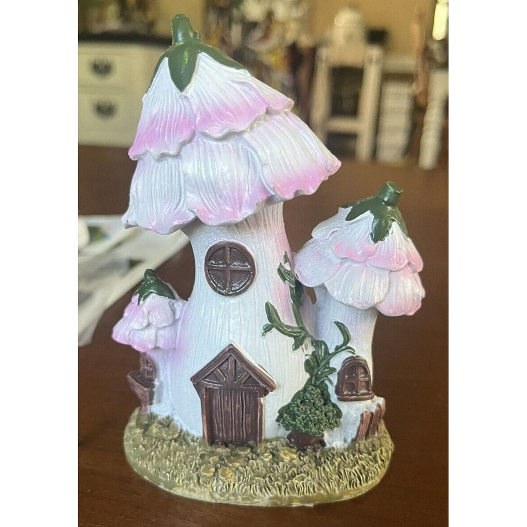 4-1/2" Mushroom Fairy Garden Accessories Whimsical Hobbit House Pink ...