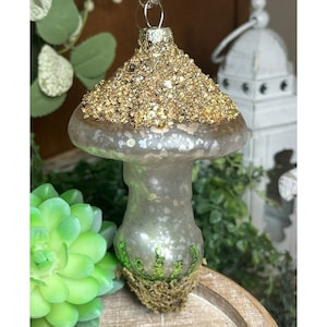 Decorative Craft Supply Material Blown Glass Glitz Fresh Picked MUSHROOM Christmas Ornament U75