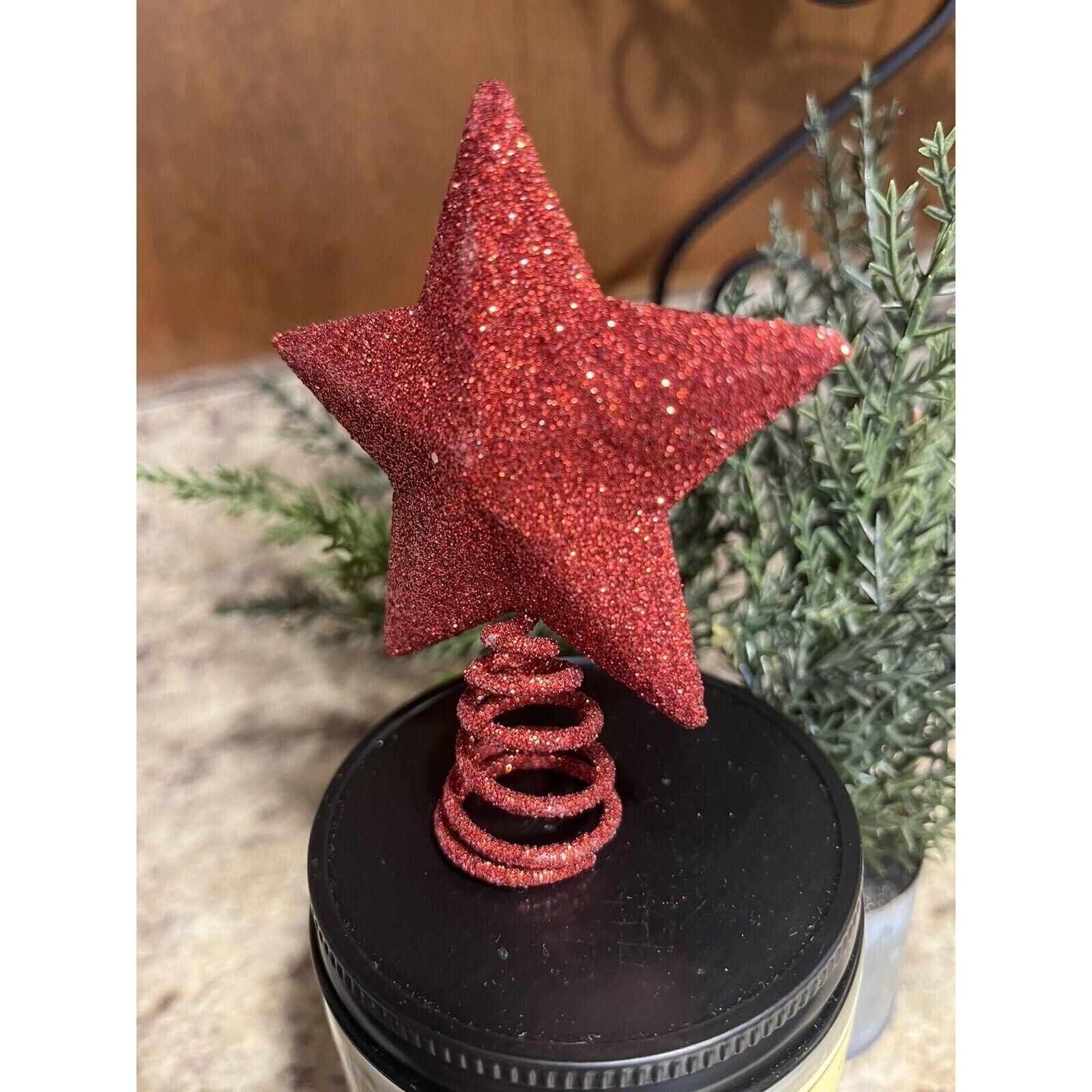 My Little Christmas 3.3" T X 2.75" W Red Glitter Star Tree Topper ...