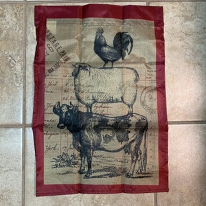 Vtg. Style Small FARM Animals 12-1/2” X 18” GARDEN Banners Flags B6