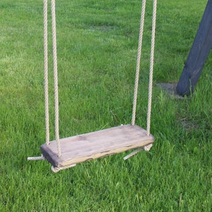 Solid pinewood Swing with jute rope for adult or children, Kids Garden Swing