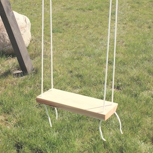 Wooden tree swing for adult or children, Solid wood swing with white rope