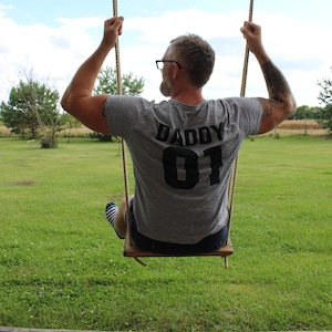 Solid wood swing for adult or children, tree wooden swing with jute rope