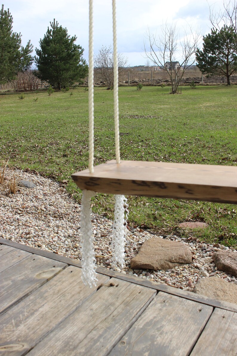 Solid Wood Swing for Children Outdoor Wooden Tree Swing With Etsy
