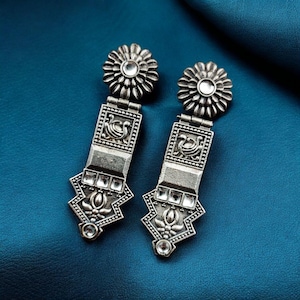 Elegant Oxidized Silver Replica Earrings | Lightweight Handmade Jewelry for Women | Daily and Festive Wear | Perfect Ethnic Gift for Her