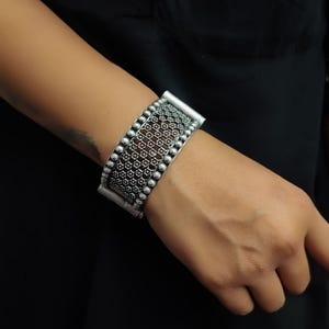 Oxidized Silver Bangle: Indian Style Cuff Bracelet, Vintage Look