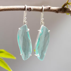Handmade Blue Topaz Earrings: 925 Sterling Silver Gemstone