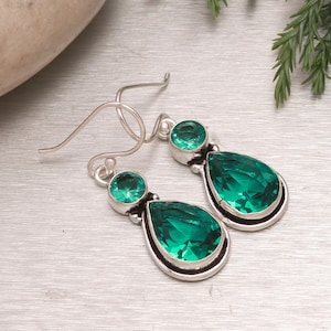 Pendiente de fluorita verde, pendiente de plata de ley 925, pendiente de piedra preciosa, pendiente hecho a mano para mujer, regalo para ella &gt;&gt;&gt;