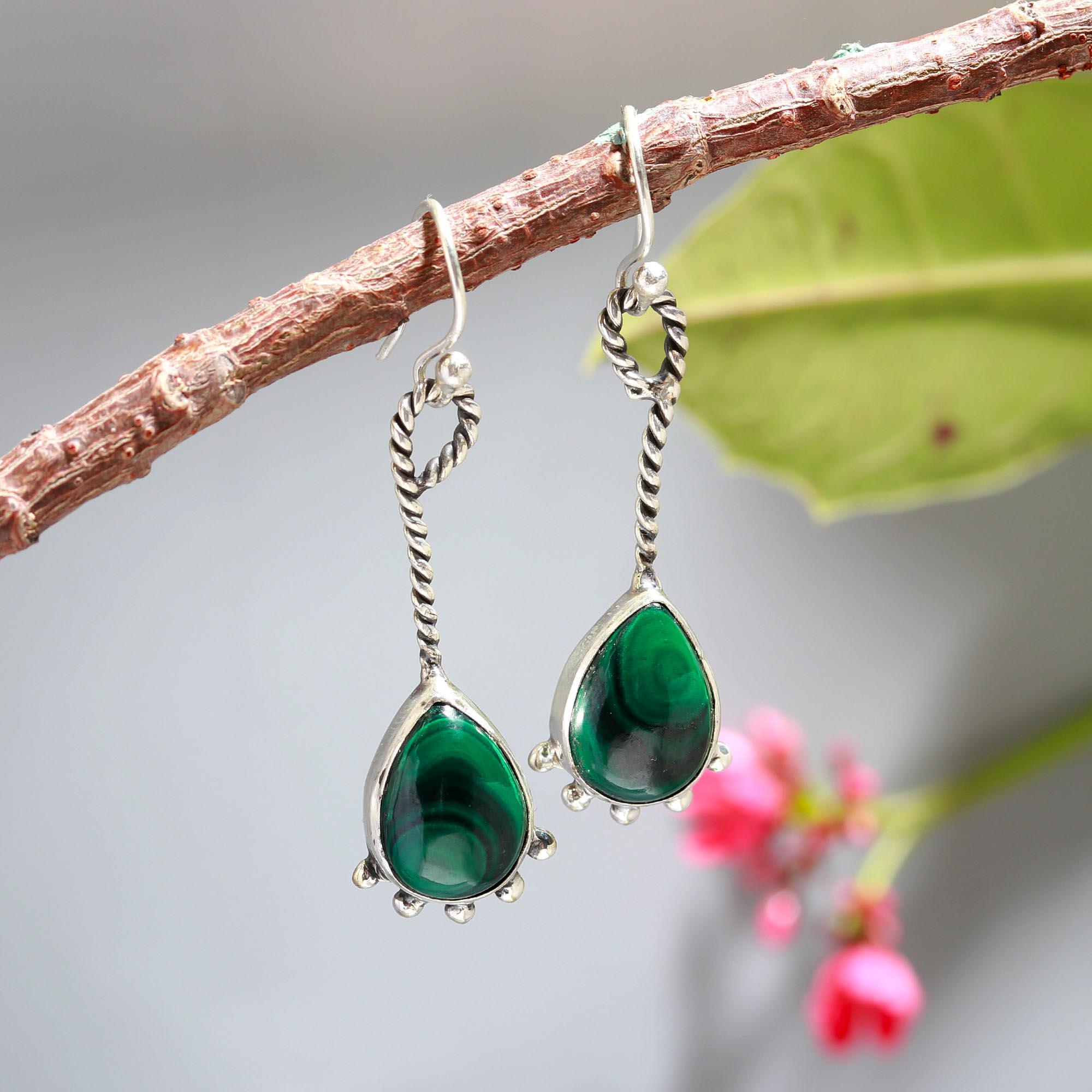 Orecchini a tripla goccia in argento sterling 925 con prehnite a