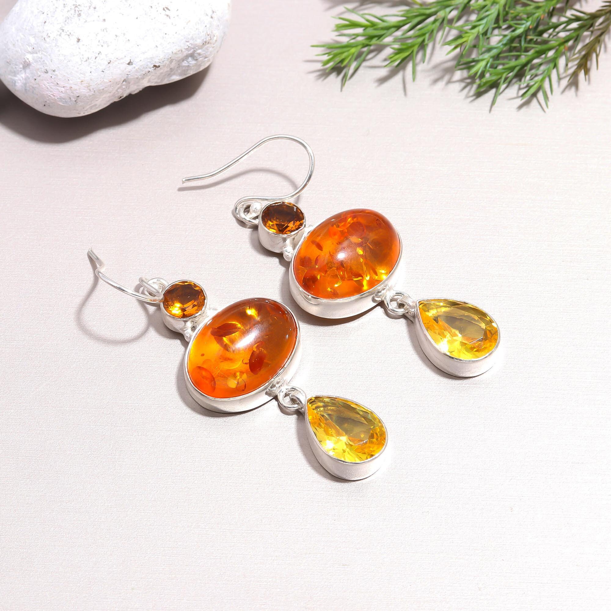 boucles d'oreilles ambre en verre de murano