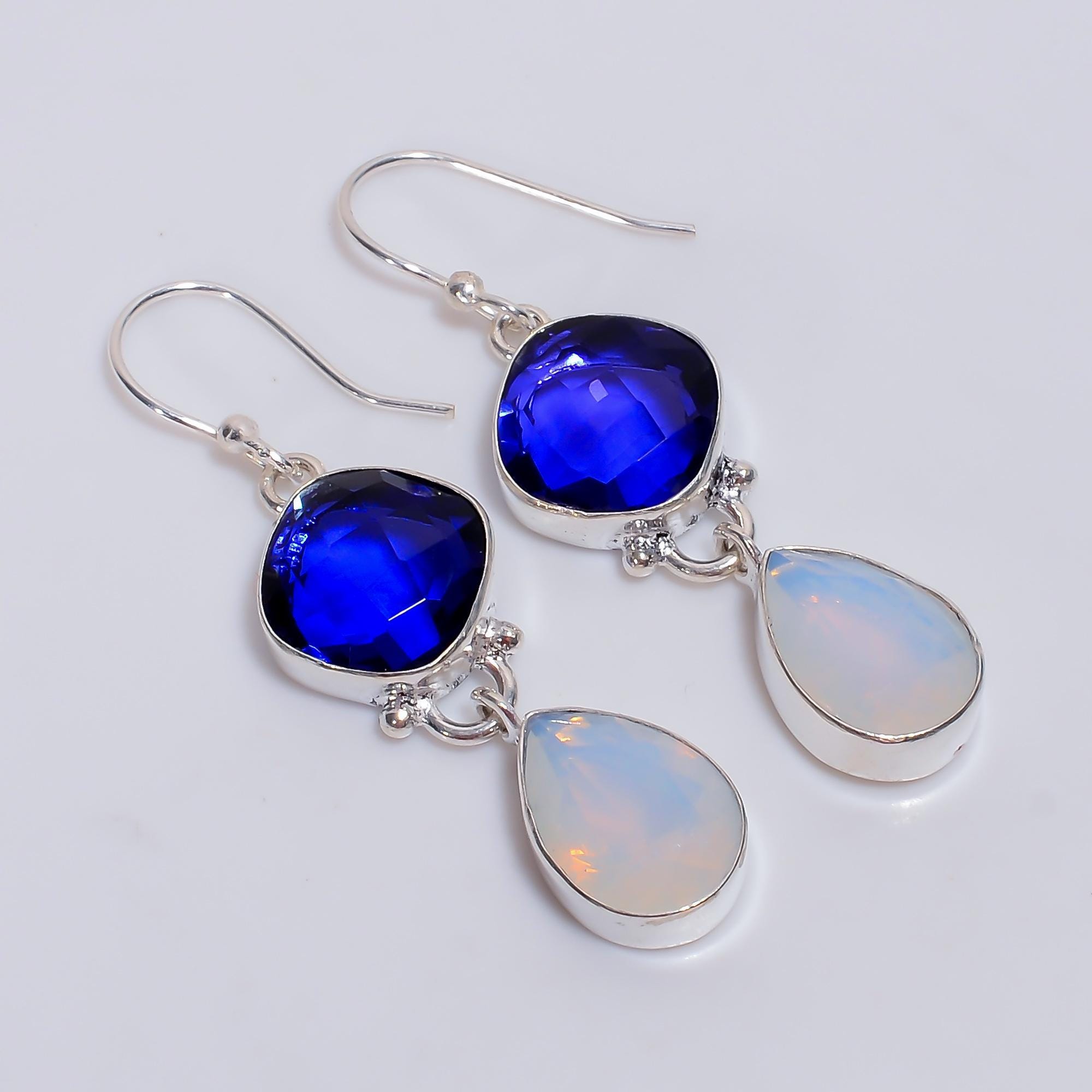 Sterling Silver Black Fire Opal 2.4ct Stud Earrings (925