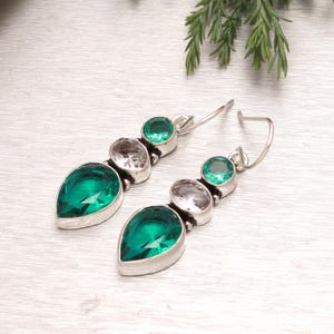 Pendiente de fluorita verde, pendiente de plata de ley 925, pendiente de piedra preciosa, pendiente hecho a mano para mujer, regalo para ella &gt;&gt;&gt;