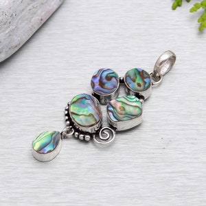 Abalone Pendant, 925 Sterling Silver Pendant, Abalone Gemstone Necklace, Abalone Silver Pendant, Gift For Her