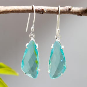 Handmade Blue Topaz Sterling Silver Earrings: Women&#39;s Gemstone Jewelry