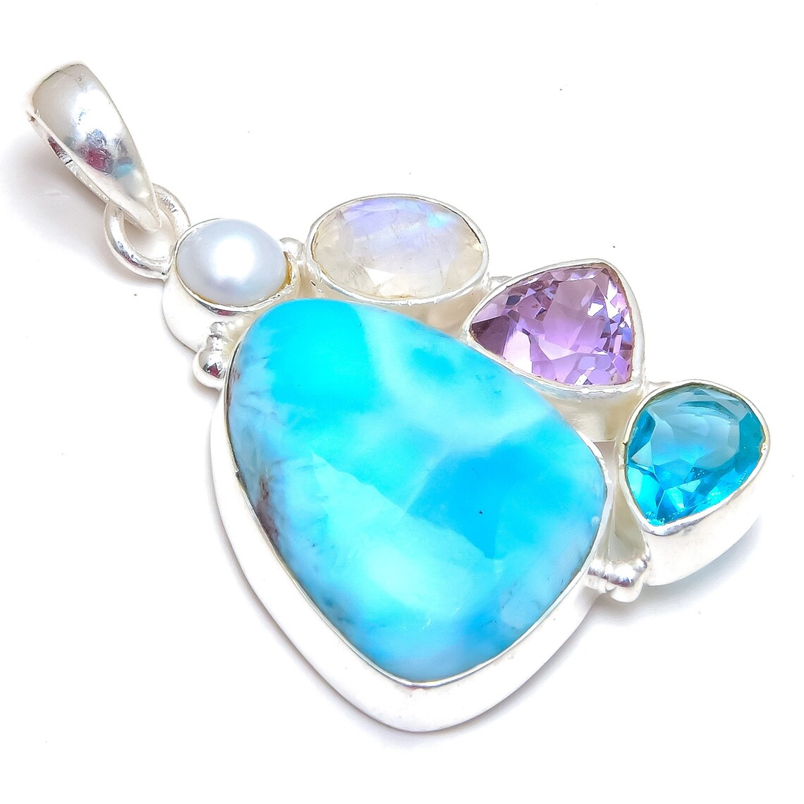Blue Larimar Pendant925 Sterling Silver PendantMulti Etsy