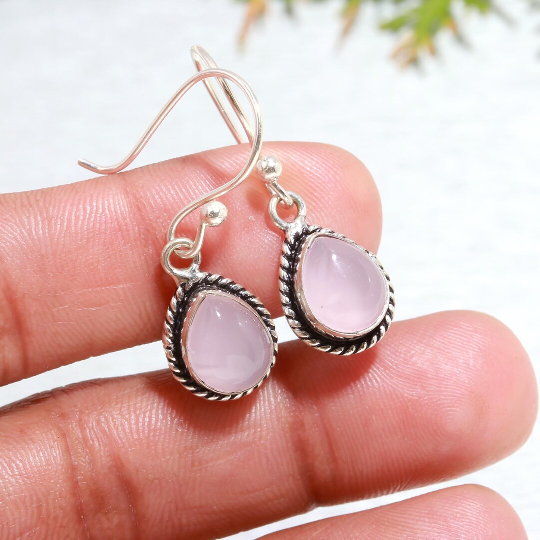 Orecchini a pera con ametista rosa, pendenti in argento sterling 925, Rose De France - Italia