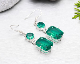 Handmade Green Fluorite 925 Sterling Silver Earrings