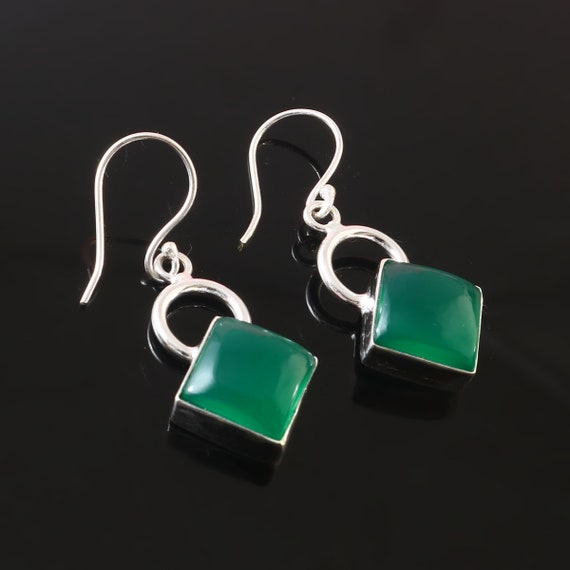 Green Aventurine Earrings: Handmade 925 Sterling Silver Jewelry