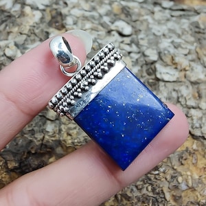 Lapis Lazuli Pendant 925 Sterling Silver Pendant Lapis Lazuli Pendant Handmade Jewelry Pendant For Necklace 1.4&quot; Inches Long
