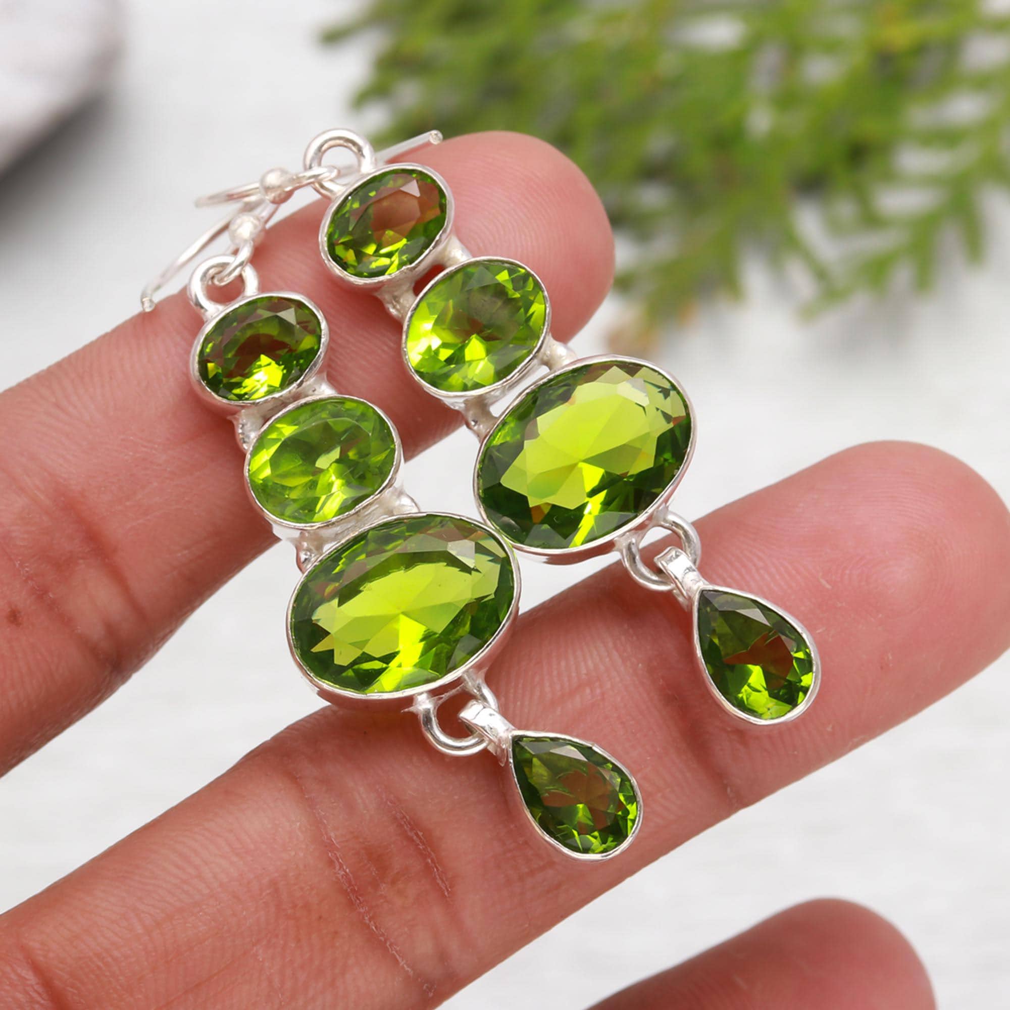 Orecchini Peridoto Naturale Per Le Donne Sterling Gioielli