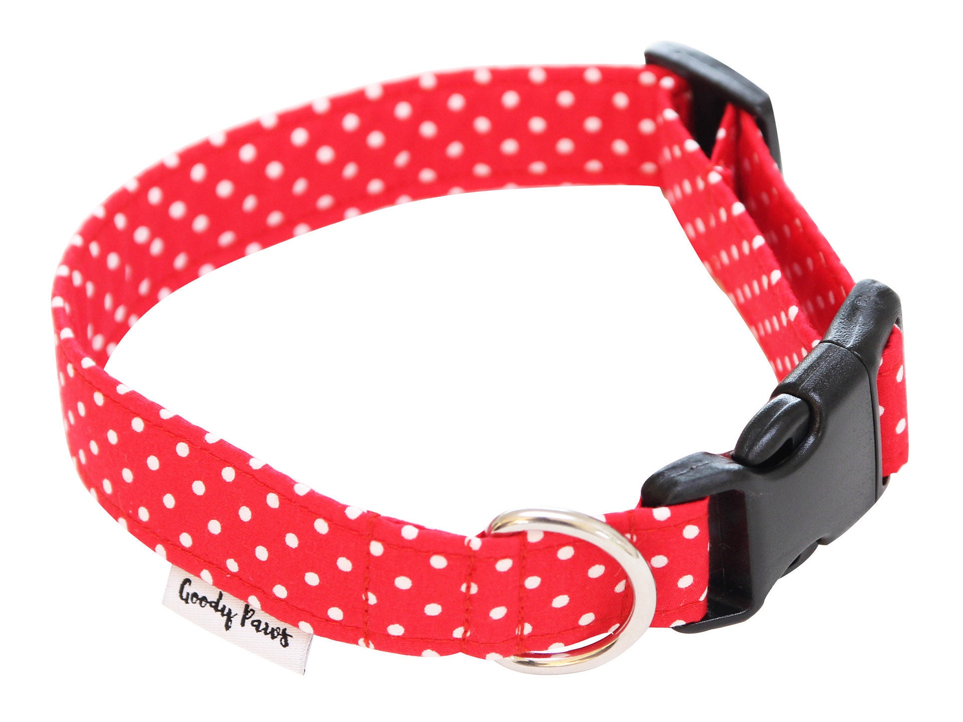 Handmade Dog Collar Plastic Buckle Dog Collar Red Polka Dot Etsy
