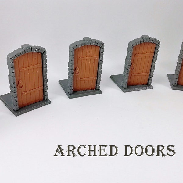 6 Hinged Dungeon doors, roleplaying doors, miniature doors, multicolor doors, fully functional doors, 28mm dungeon doors