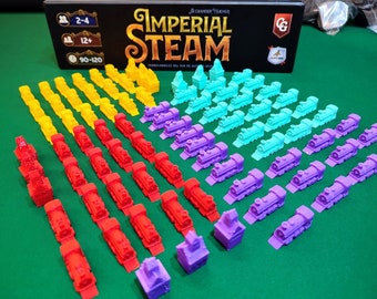 Imperial Steam 3D tokens | 84 3D Trains and Stations upgrade pack