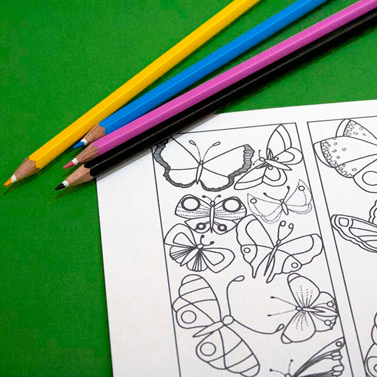 Butterfly Coloring Printable Bookmarks JPG/PDF Four - Etsy