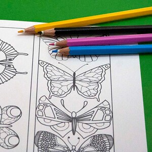 Butterfly Coloring Printable Bookmarks JPG/PDF Four - Etsy