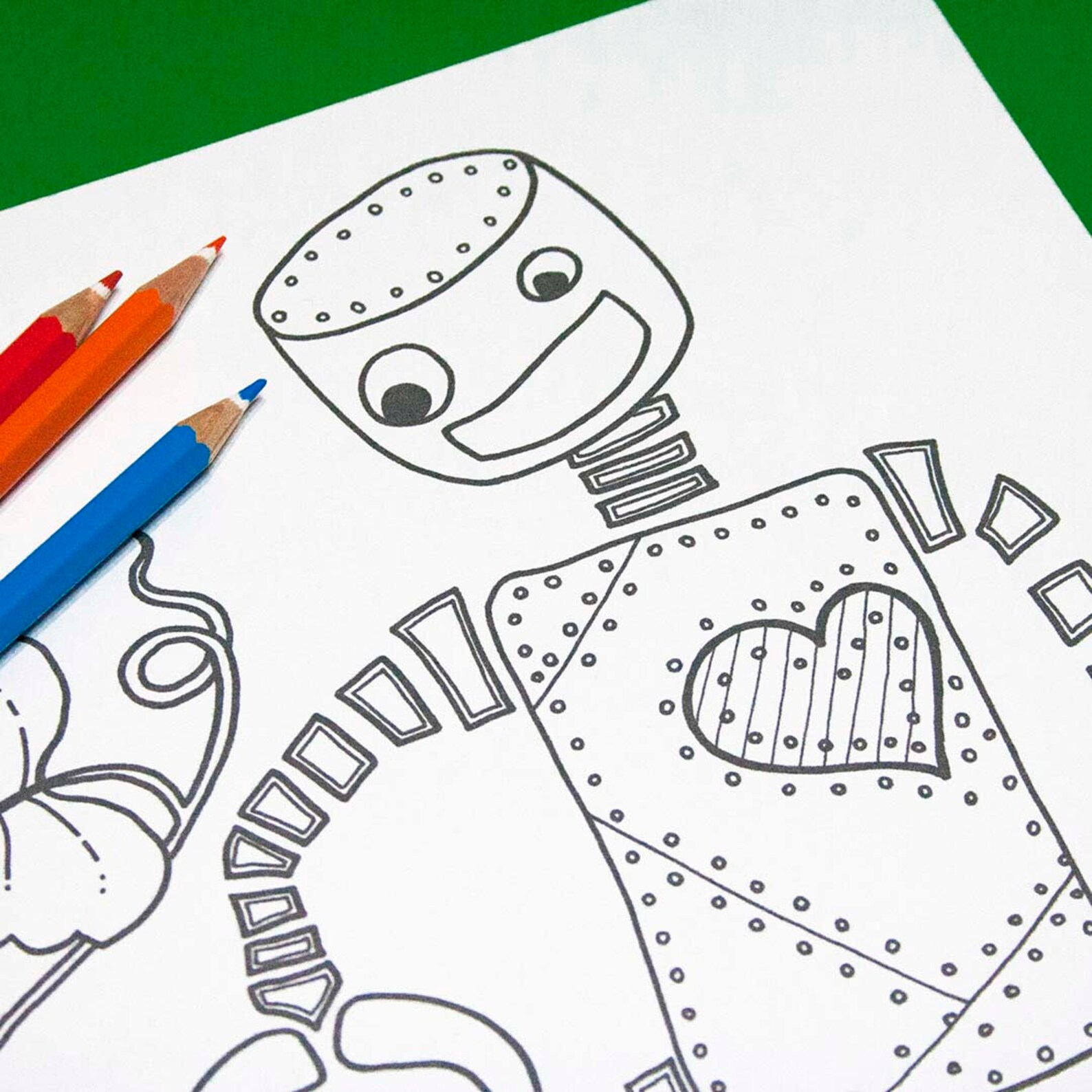 Halloween Coloring Printable Coloring JPG/PDF Robot and | Etsy