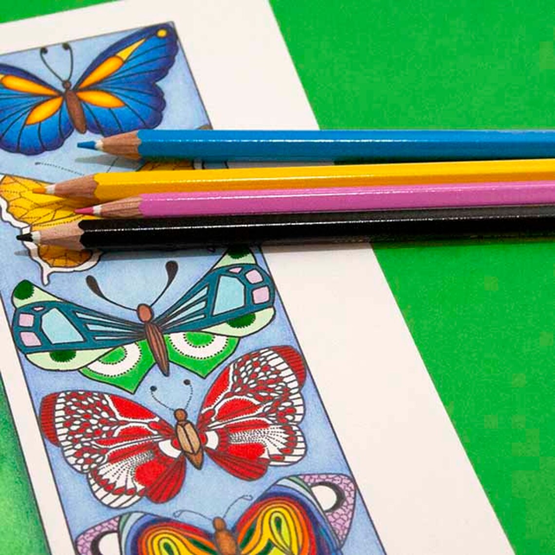 Butterfly Coloring Printable Bookmarks JPG/PDF Four - Etsy