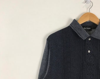 Vintage Louis Valentino Collar Half Button Sweatshirt Medium Size Streetwear Sportswear Street Fashion