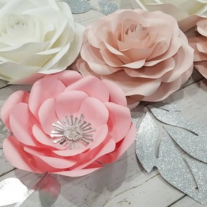 Rose and Blush Paper Flower Set, Nursery Wall Decor image 7