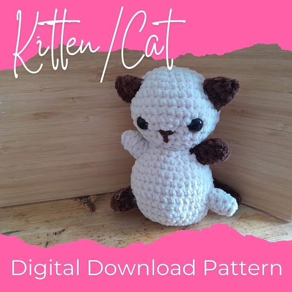 Velvet Cat Kitten Crochet Pattern | Crochet Amigurumi Cat Pattern Crochet Kitten Plush Small Cat Crochet Animal Amigurumi Pattern Chenille
