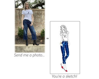 Retrato de ilustración de moda estilizada personalizada