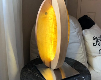 LED table lamp in exotic wood