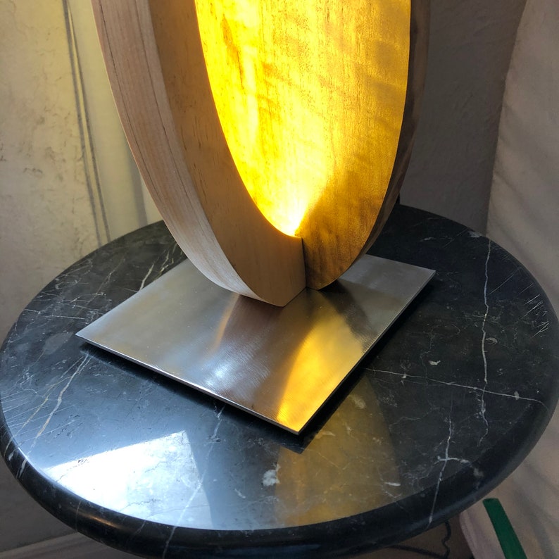 LED Table Lamp in Exotic Wood - Etsy