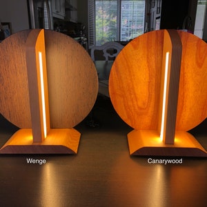 LED table lamp exotic wood, accent lamp in Canarywood or Wenge