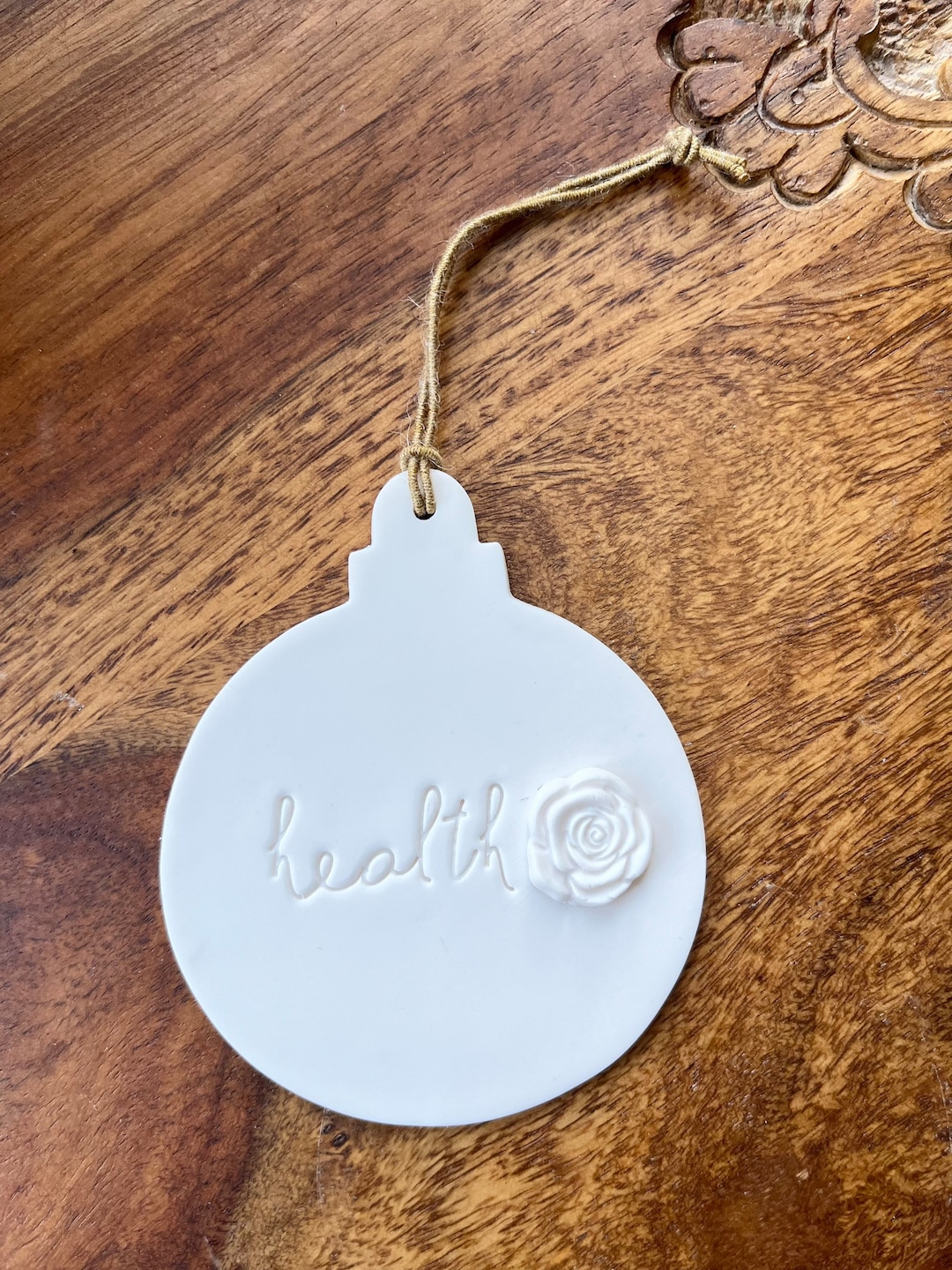 Customizable White Christmas Tree Ornaments, Personalized Gift, Modern