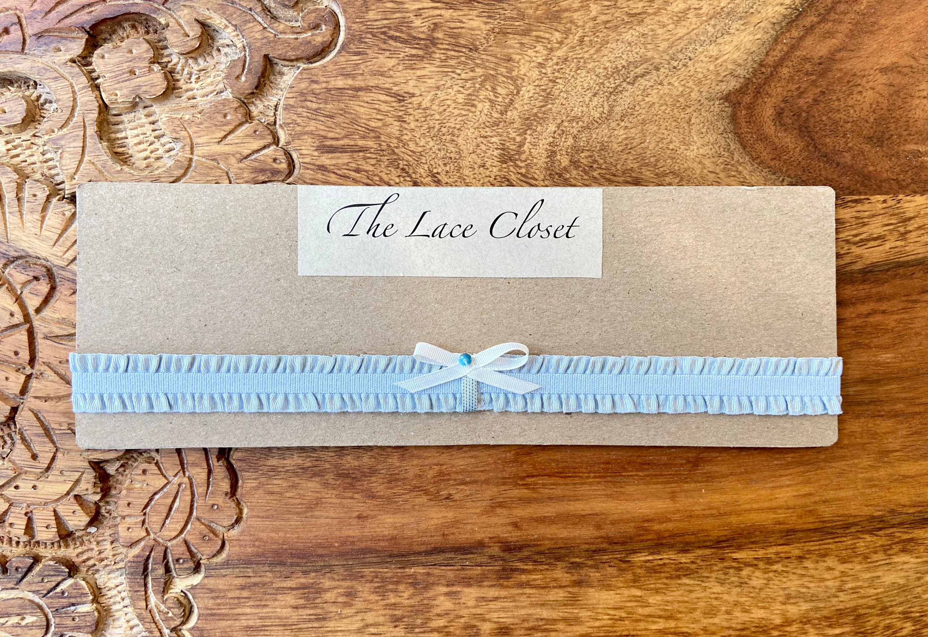 Giarrettiera Matrimonio In Pizzo Blu Con Fiocco Rosa – Regalo Sposa, Taglia Unica (fino A 14/16)