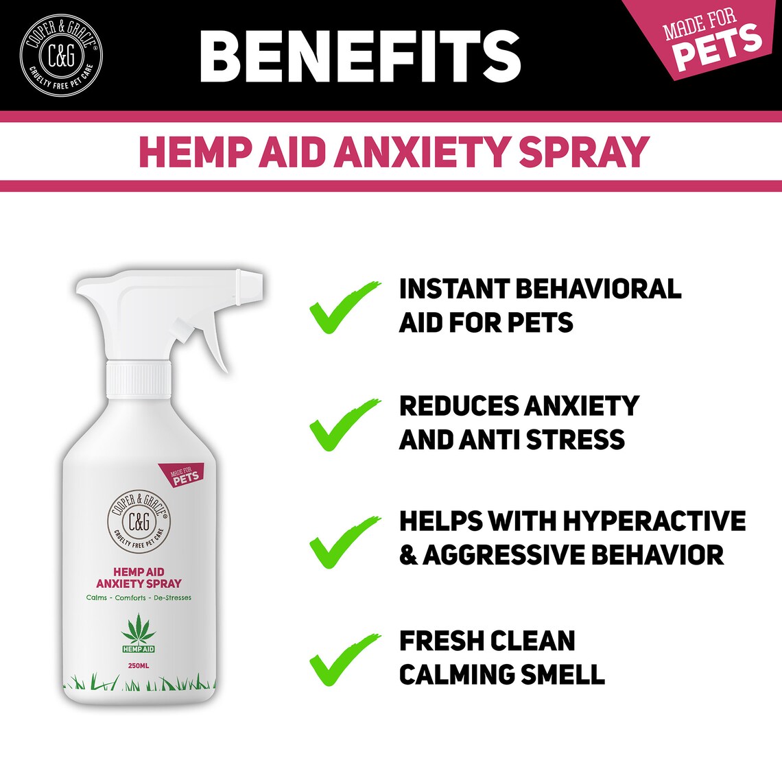 Hemp Aid Anxiety Spray 250ml Instant Behavioral Aid Purest Etsy