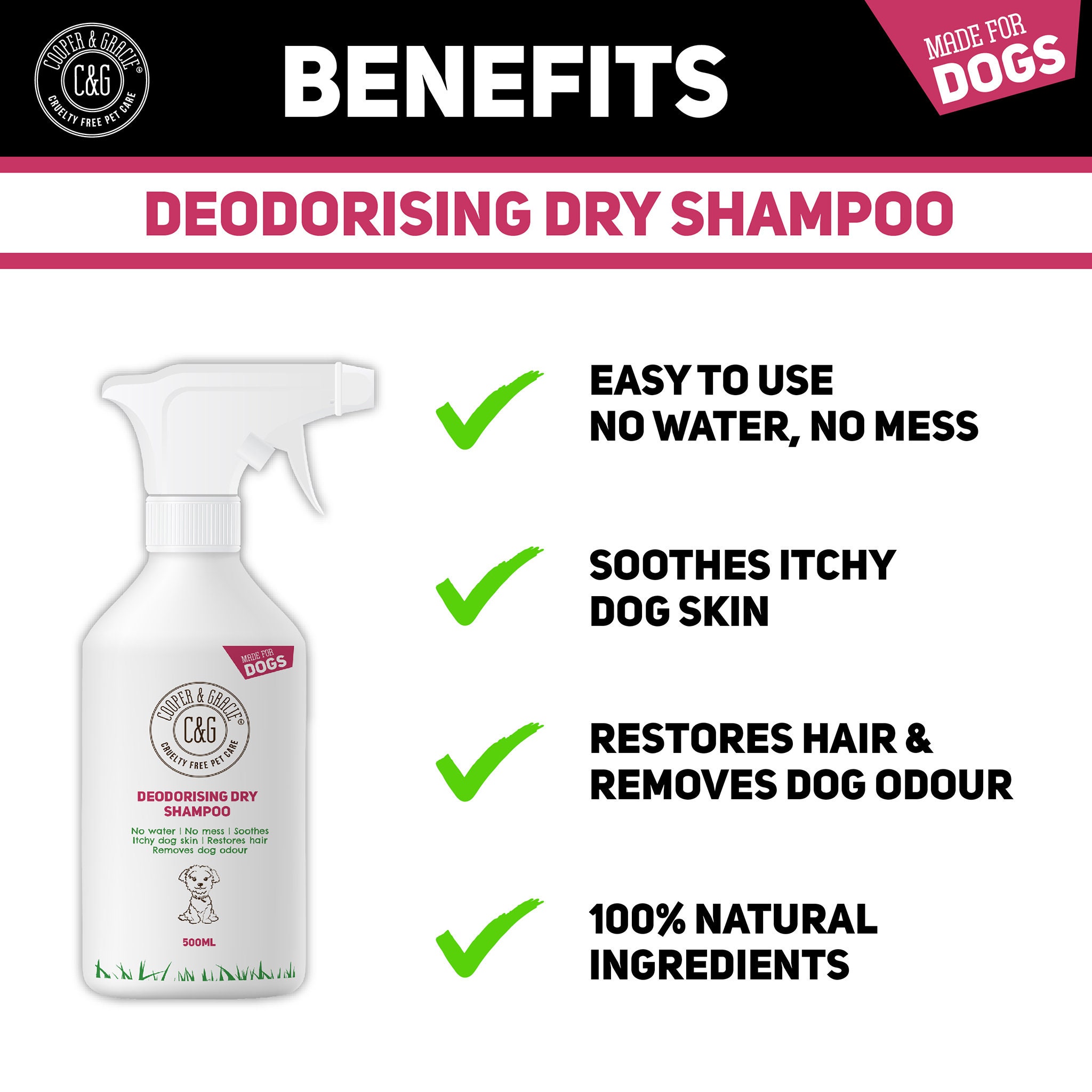 Dry Dog Shampoo Spray for Smelly Dogs 500ML Wipe Clean Stain Etsy UK