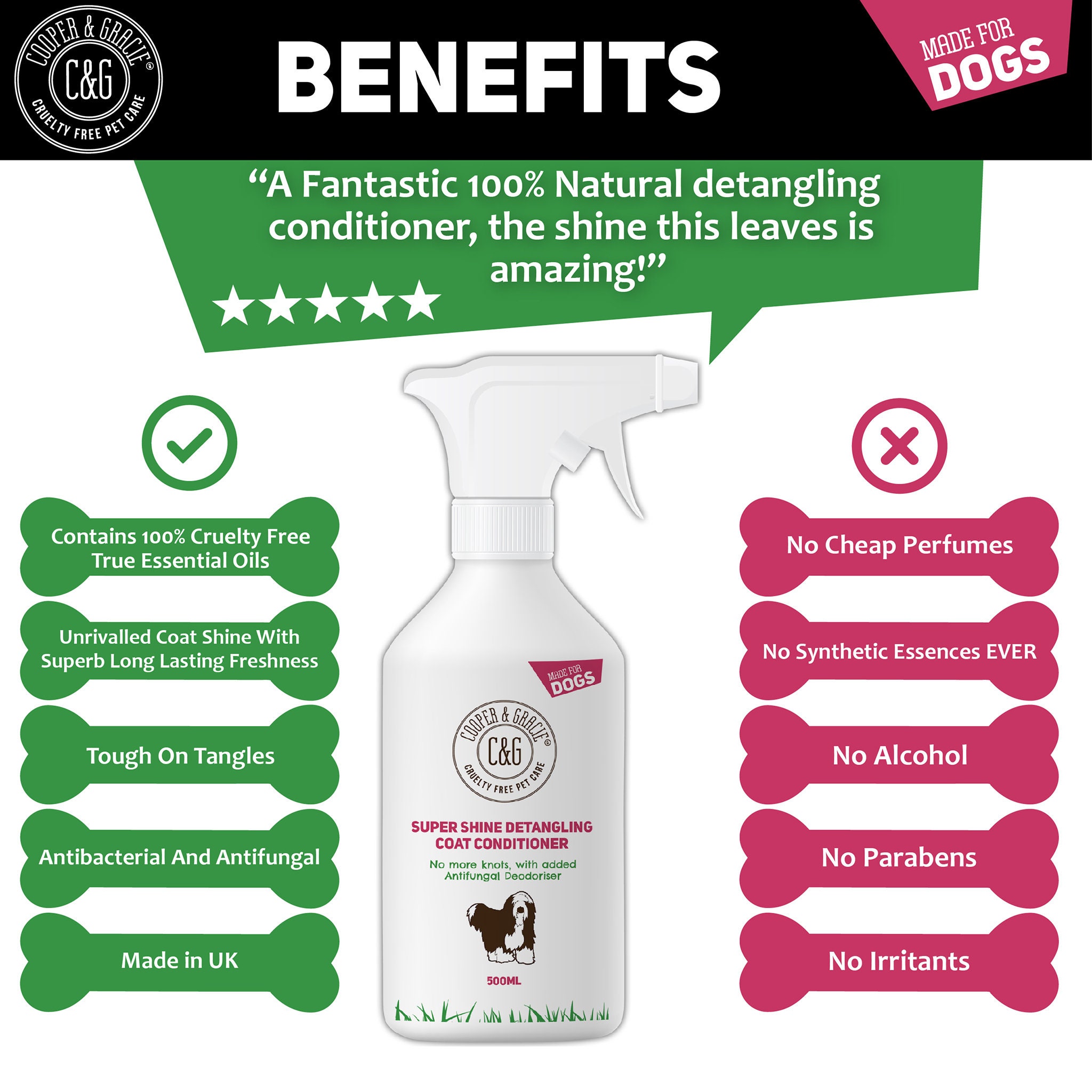 Dog Detangler Spray 500ML Cruelty Free Leave In Conditioner Spray For
