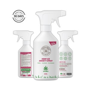 Hemp Aid Anxiety Spray 250ml | Instant Behavioral Aid | Purest Ingredients | Anti Inflammatory Quick Absorb Calming Smell Best For Cat & Dog