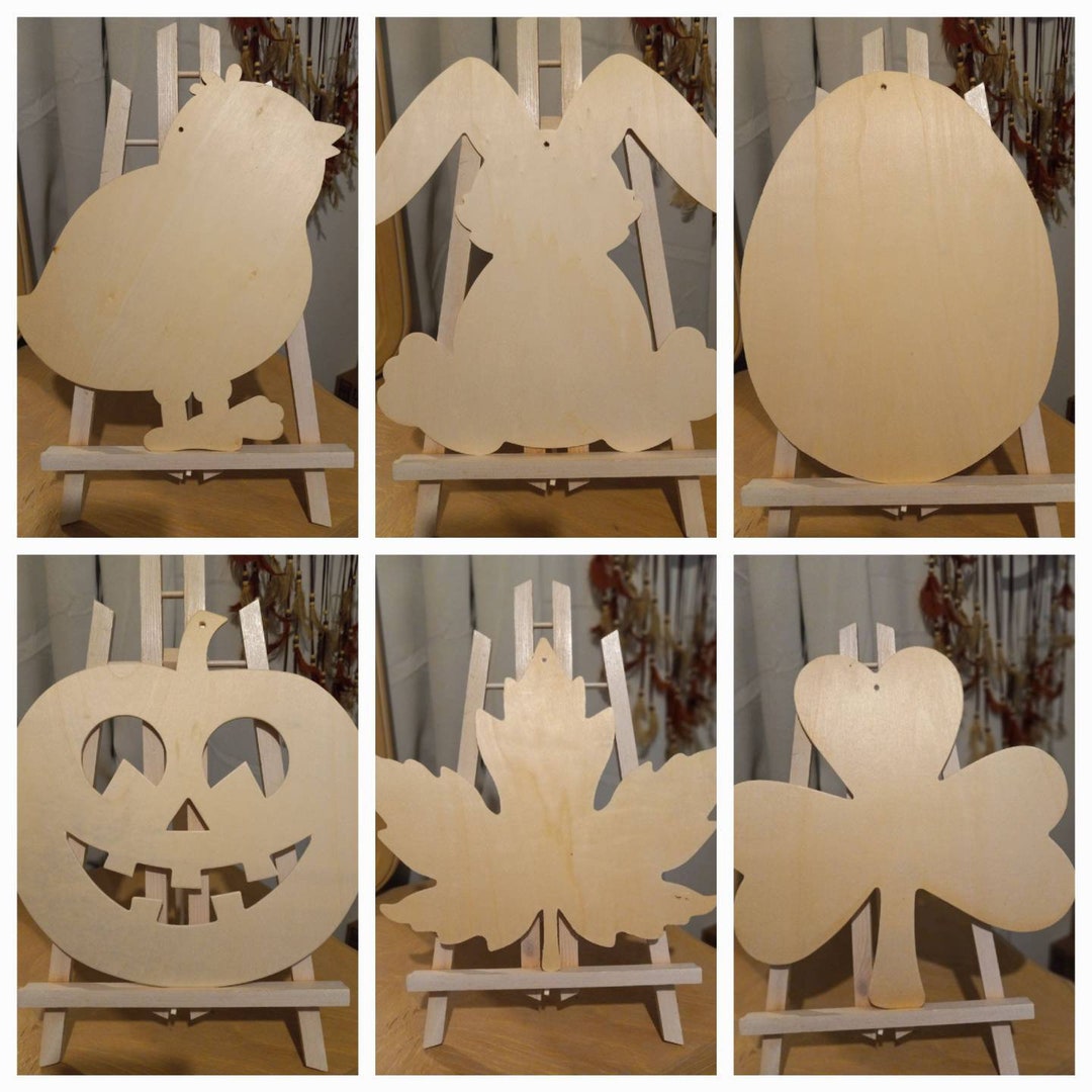 Large Unfinished Wood Cutouts Easter Bunny / Easter Eggs / Etsy