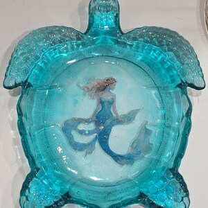 Hand Crafted Sea Turtle Mermaid Jewelry Ring Holder Dish / Resin Ring Holder Jewelry Dish / Home Office Decor / Hawaiian Coastal Decor