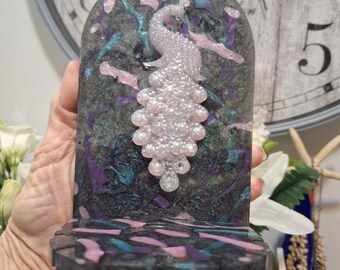 Handmade Resin Art Peacock Shelf / Jewelry Candle Holder