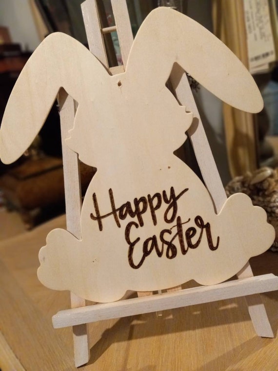 Handcrafted Happy Easter / Buona Pasqua Hand Engraved Large Wreath Sign / Nursery Wall Hanging