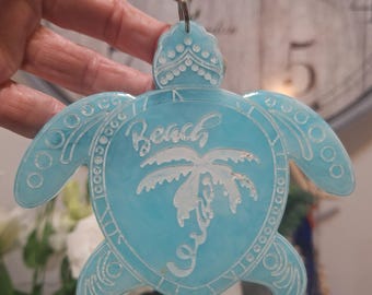 Resin Art Turtle Bottle Keychain / Ornament / Backpack Charm